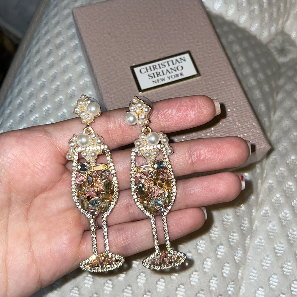 Christian Siriano Champagne Glass Earrings